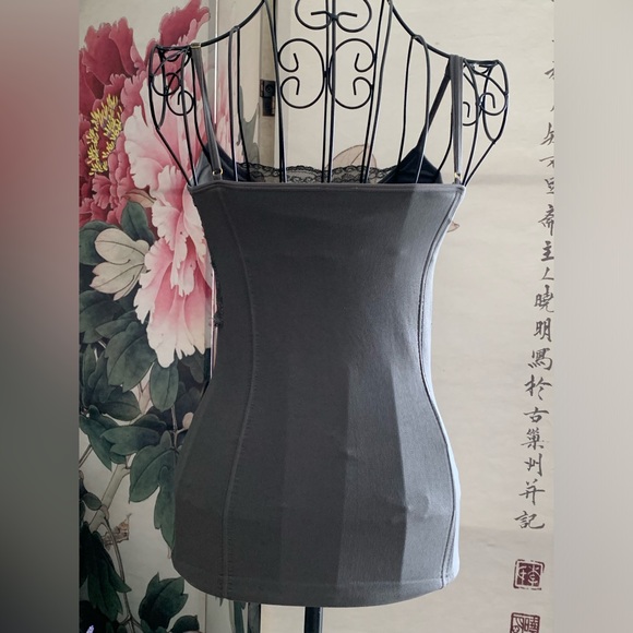 Dusty grey shelf bra cami with lace - Picture 2 of 3